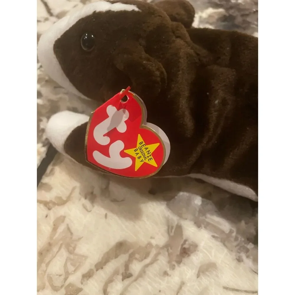 NEW Ty Beanie Baby Bruno Chocolate Brown Bull Terrier Dog 9
